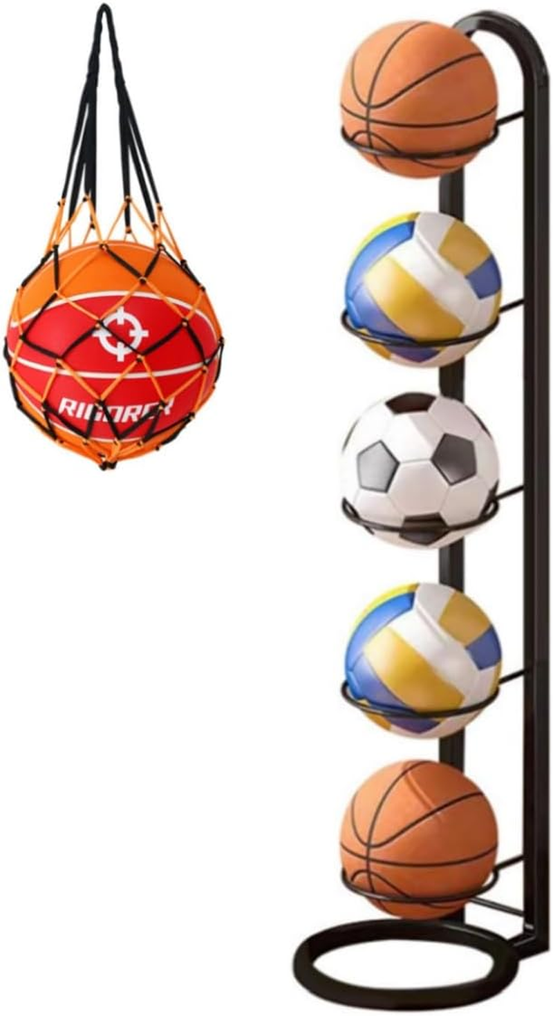 Vertical Basketball Storage Rack,Klhcduo 5-Layer Independent Football Stand Ball Rack, Detachable Vertical Display Rack, Used for Basketball Volleyball Football Rugby Badminton image number 5