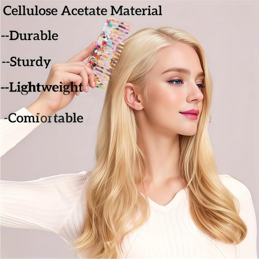 EUYKQNOI Pack of 2 Combs for Curls Curls Coarse Teeth Comb Curls Wide Tooth Comb Antistatic Comb with Large Teeth Hair Comb Wide Tooth Comb for Curls Long Hair Colourful image number 1