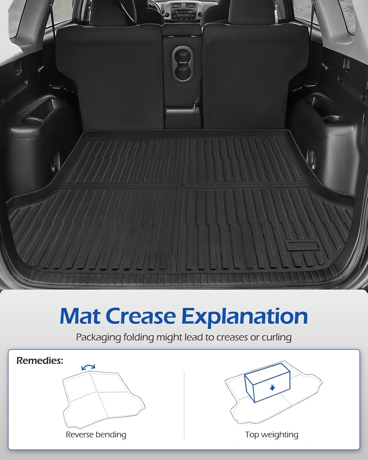 Car Floor Mats for Toyota RAV4: 2006 2007 2008 2009 2010 2011 2012 without 3Rd Row Seat All Weather Carpet Custom Fit for RAV-4 Front Second Row Cargo Area Accessories Heavy Duty Full Set Rubber Liner image number 2