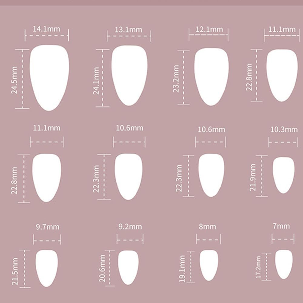 Press on Nails Kit, 24Pcs French Tip False Nails Short Almond Coffin Full Cover Acrylic Nails for Women Girls DIY Manicure Salon