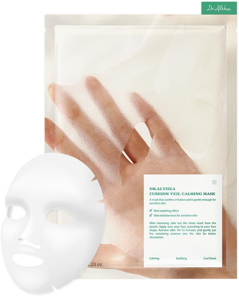 Dr.Althea Cushion Veil Calming Mask | Cooling Mask to Help Reducess Redness | Soothe Irritated Skin with CICA Complex | Vegan Korean Skincare (Pack of 4) image number 3