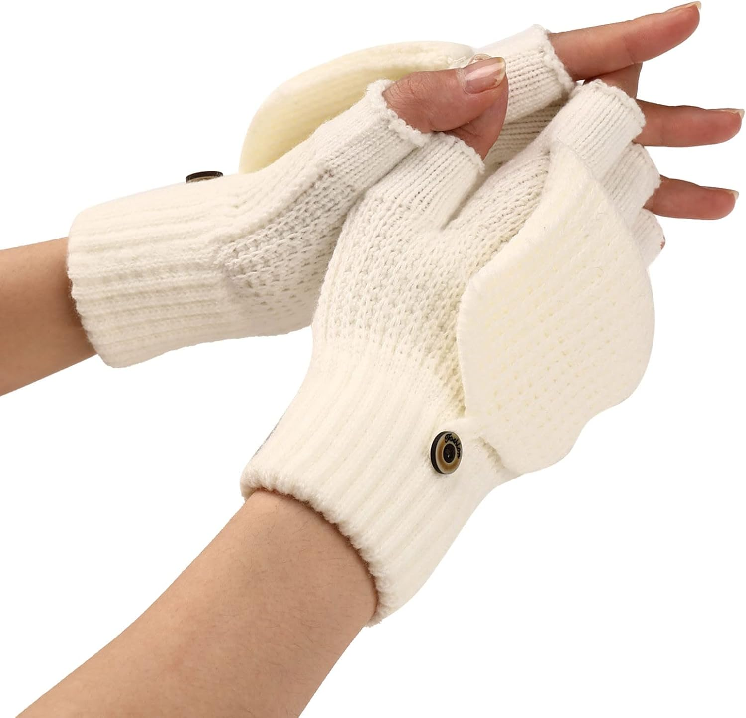 Women'S Breathable Gloves Winter Knit Convertible Fingerless Gloves Wool Gloves Thermal Gloves Unisex