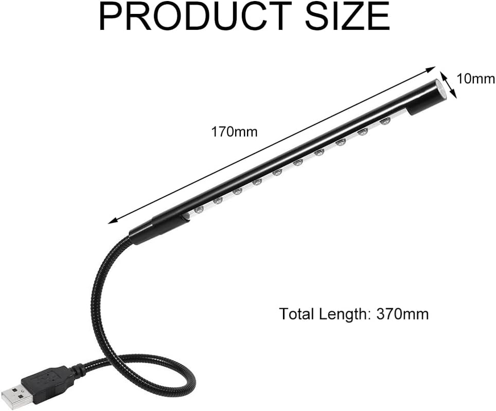 Cerioll USB Connection Reading Lamp, USB Gooseneck Lamp, Pack of 2 Notebook Reading Lamps, Flexible LED Reading Light with Gooseneck, for Book, Laptop, PC Computer (Black + Silver) image number 6