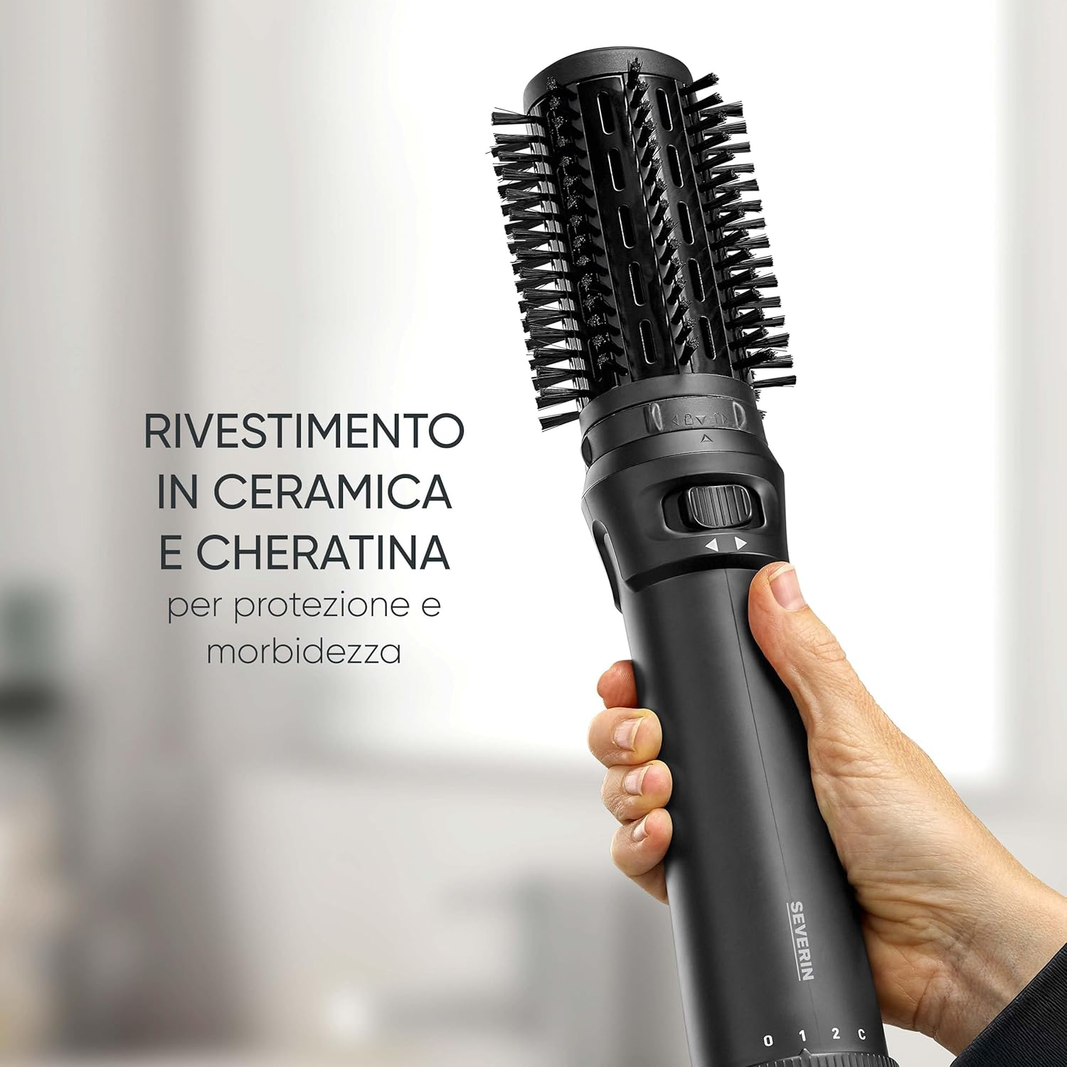 SEVERIN Rotating Blower Brush with 360 Degree Swivel Cable Electric Brush Ceramic Keratin Coating for Healthy and Shiny Hair 1000W Black WL 0241 image number 6