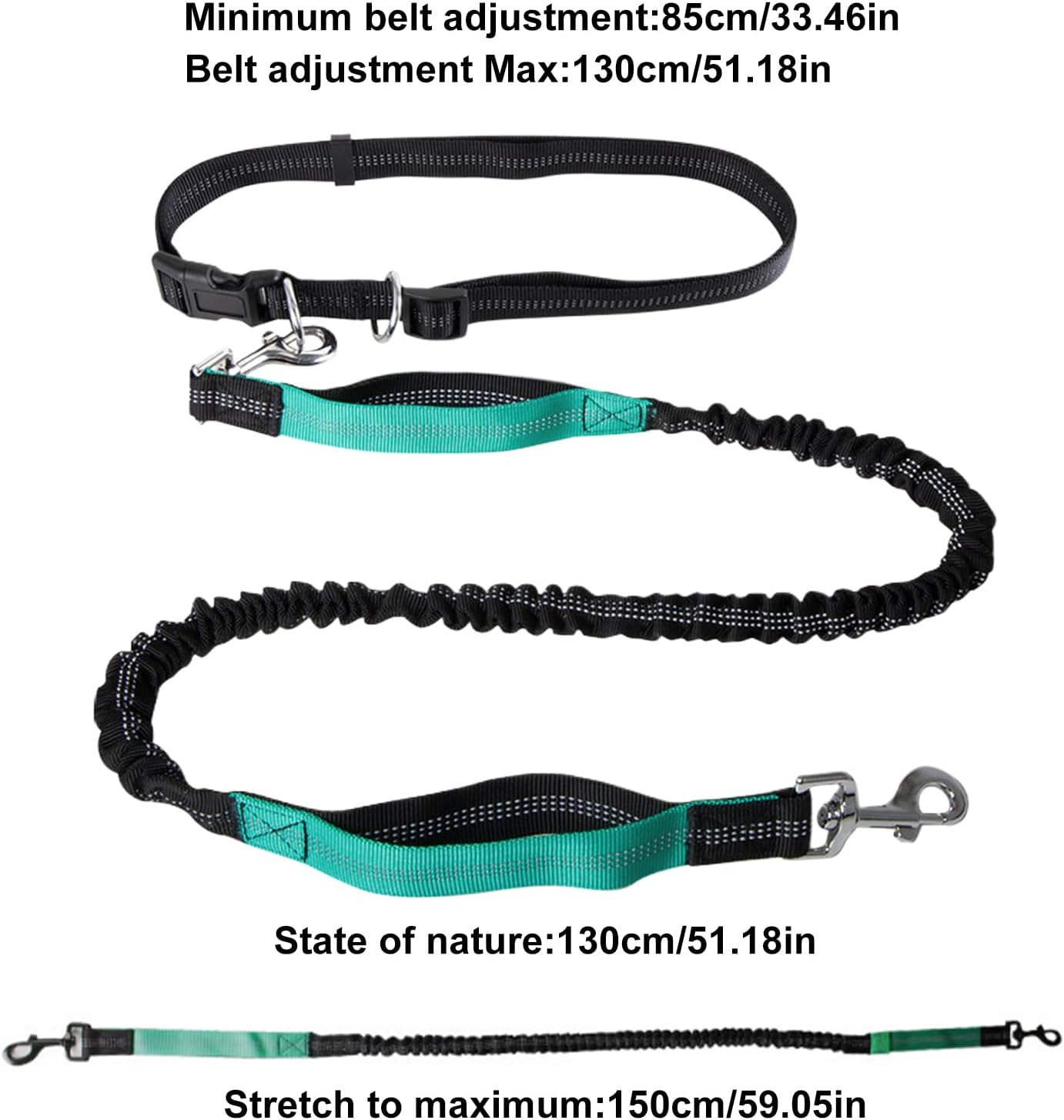 Hands Free Dog Lead for Dog Walking Running Jogging, Retractable, Dual Handle, Shock Absorber, Soft Foam Padding, Adjustable Wasit Leash image number 4