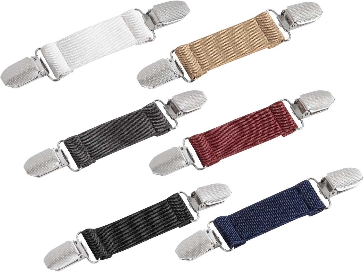 6 Piece Dress Clip Back Cinch Set - 5.5Inch Scarf, Sweater, Clothes, Shawl, Retro Cardigan Collar, Travel Hat Clips - Dress Shirt Brooch for Women Girl Decor (Black, White) image number 4