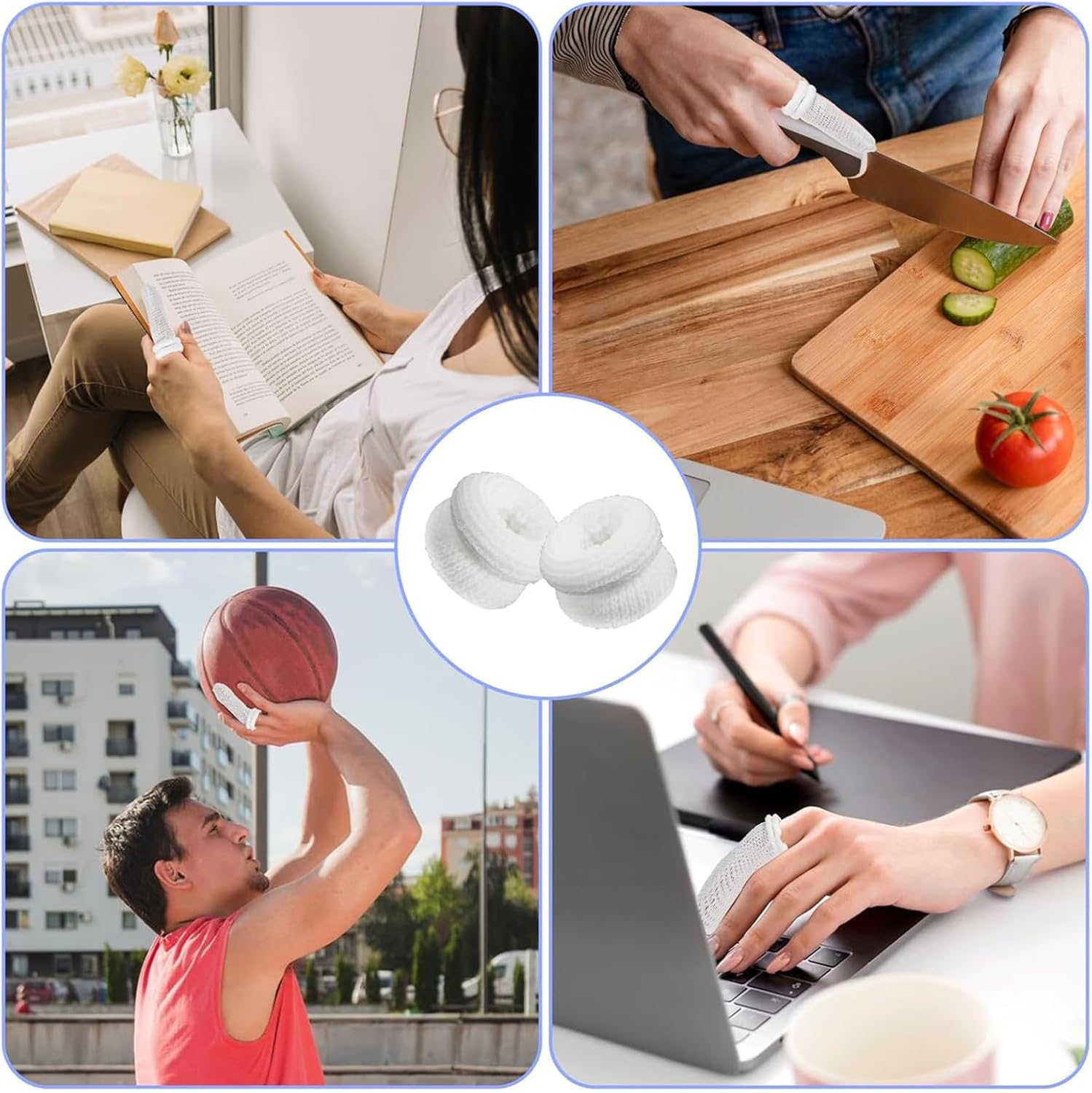 30 Pcs Tubular Finger Bandage Cots, Elastic & Breathable Fingers Protection, Cotton Finger Gauze for Wounds, Gardening, Sports, and Kitchen Use, White image number 4