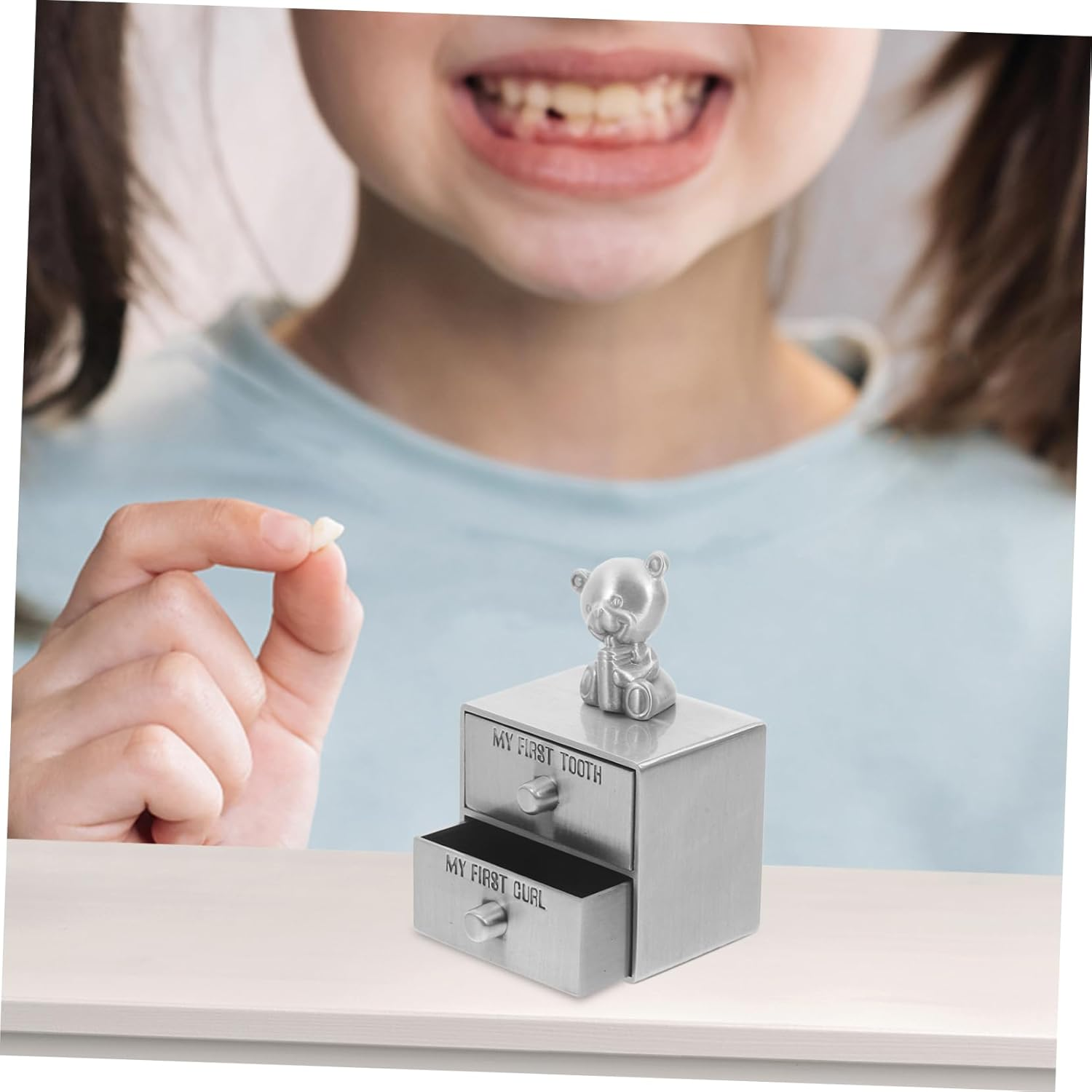 Healifty Teeth Storage Box Tooth Keepsake Drawer Type for Preserving and Hair at Home Go