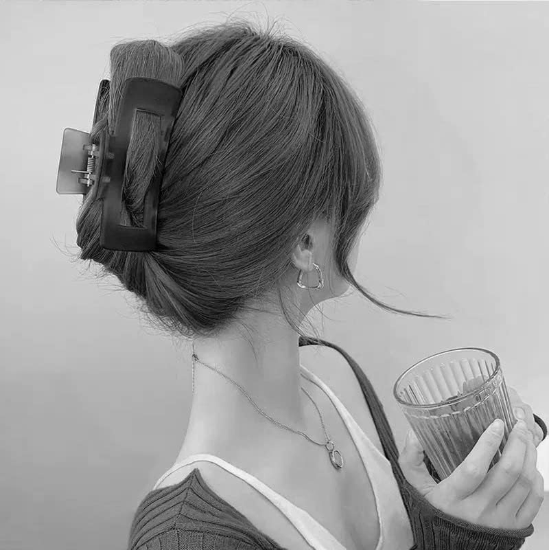 Square Claw Clip Hair Clips for Women.Non-Slip Matte Large Claw Clips for Thick Hair,Medium Hair Claw Clips for Thin Hair,Hair Claws Jaw Clips for Hair(1Ct Rectangular Clips for Hair,Black Hair Clip) - 1Ct Flower, Pink image number 6