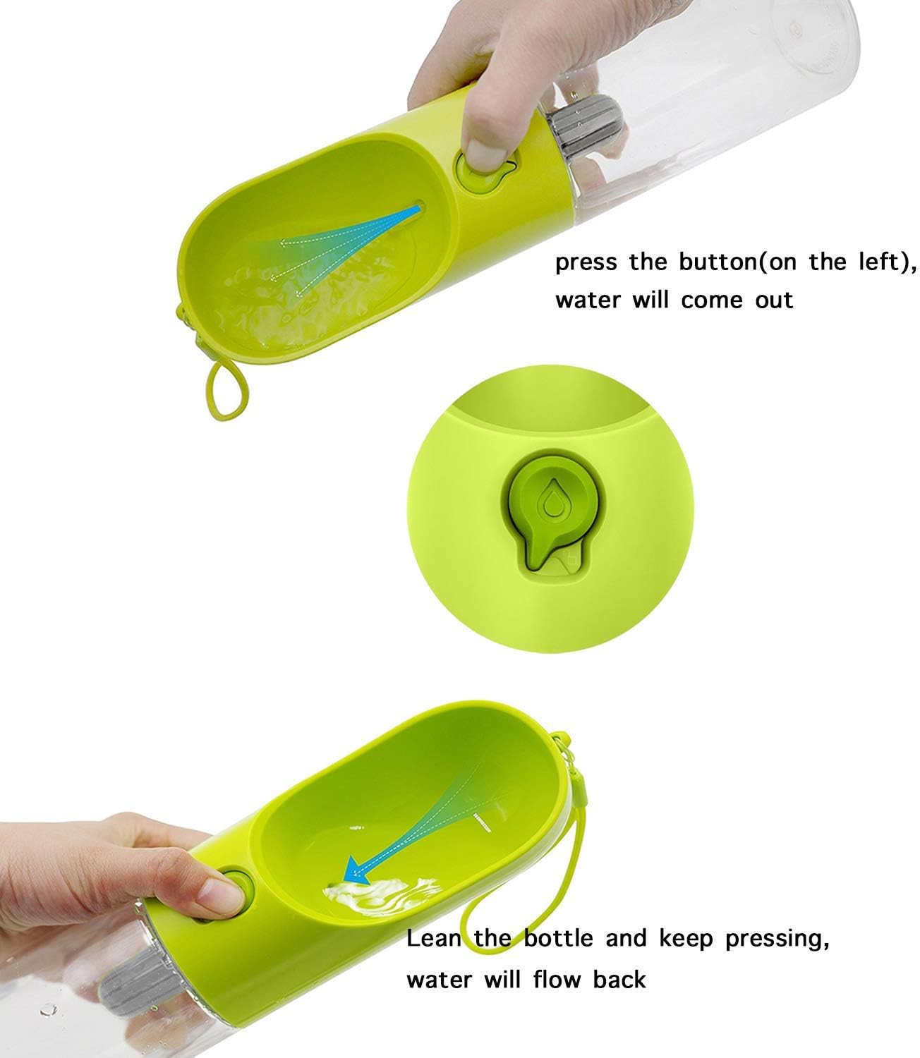 Dog Water Bottle - PETKIT Outdoor Portable Pet Travel Bottle, Water Filtration & Antibacterial Dogs Cats Drinking Water Bottle Bowl Dispenser, Easily Taking Dogs Outdoor Drinking Cup (Green) image number 2