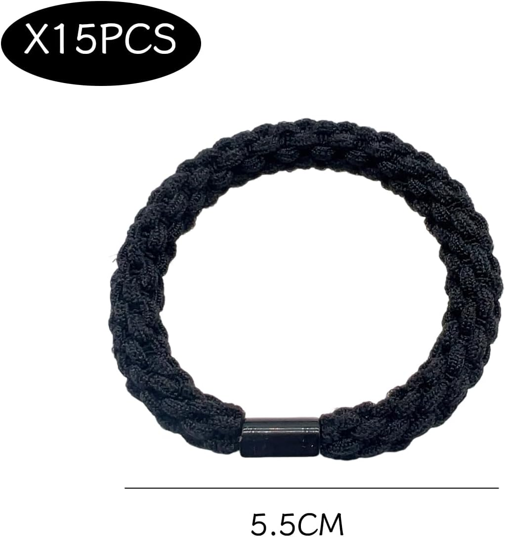 15 Black Hair Ropes, Elastic Female Hair Bands, Sports Running Hair Bands, Headwear for Daily Shopping image number 3