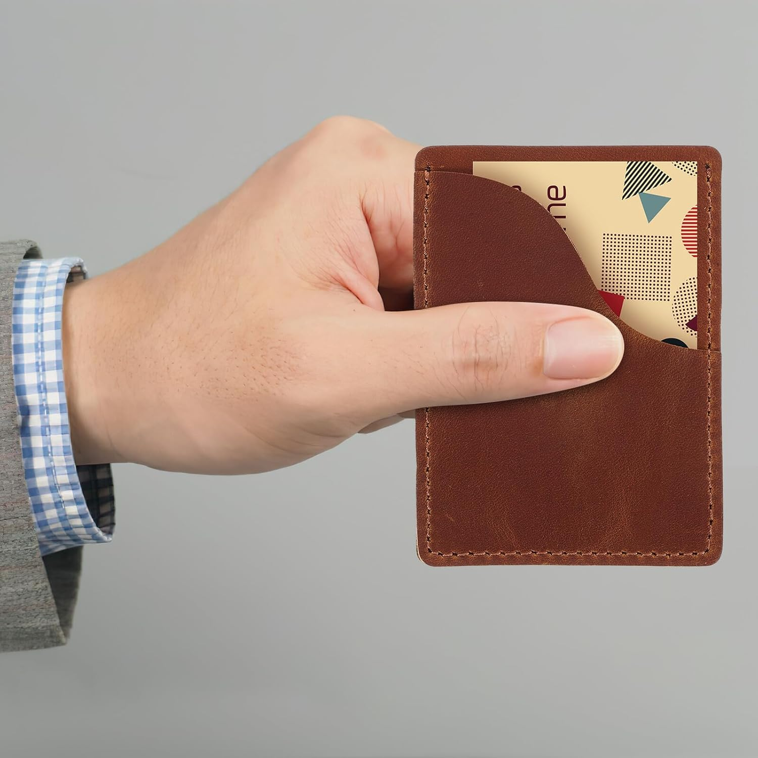 Abaodam Business Card Holder Wallet Card Organizer Pouch Brown Passport Sleeve Travel Wallet for Women