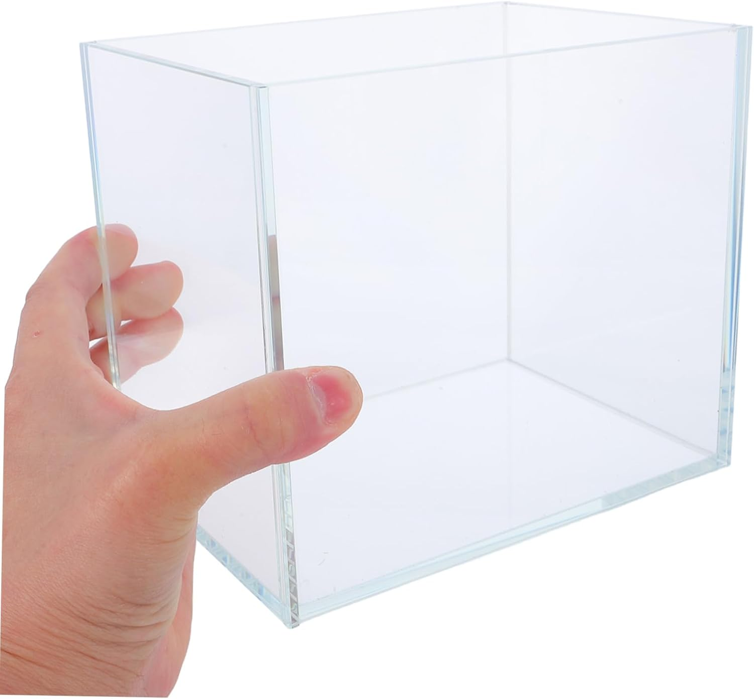 Yardwe Mini Glass Fish Tank for Betta Fish with Clear View Compact Desktop Aquarium for Low Maintenance for Office Home Aquatic Plants and Pets