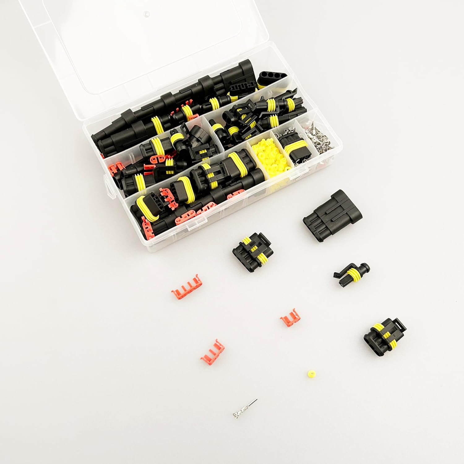 Waterproof Automotive Electrical Wire Connectors,352Pcs 26 Sets Male and Female Wiring Connectors Connector Kit and Wire Plug Connectors 1/2/3/4 Pin for Vehicles & Marine image number 6