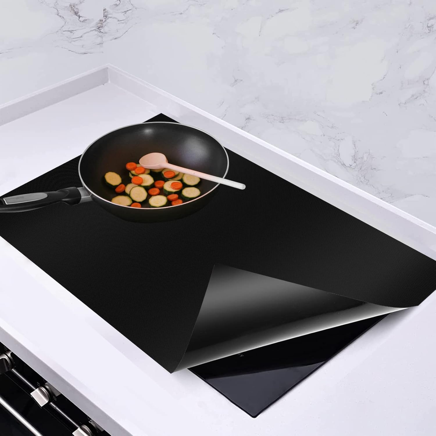 Induction Cooker Cover Silicone Induction Cooker Mat Large Nonstick Electric Stove Cover Mat Multipurpose Stove Top Cover Pad Cooktop Protector for Induction Stove (Black(54 * 90)) image number 3