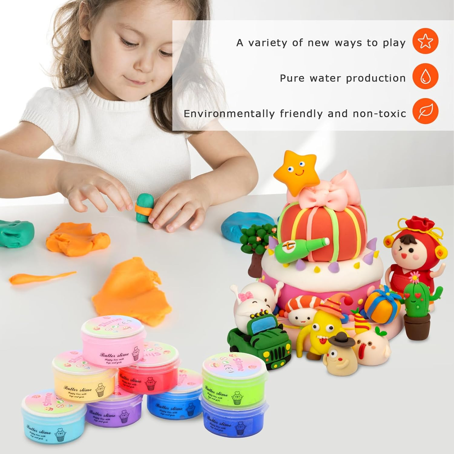 30Pack Butter Slime Kit with Cake Charms, 30ML DIY Educational Slime Toys, Super Soft & Non-Sticky Stress Relief Toy for Girls and Boys, Party Favors and Birthday Gift, Easter Basket Stuffers image number 4