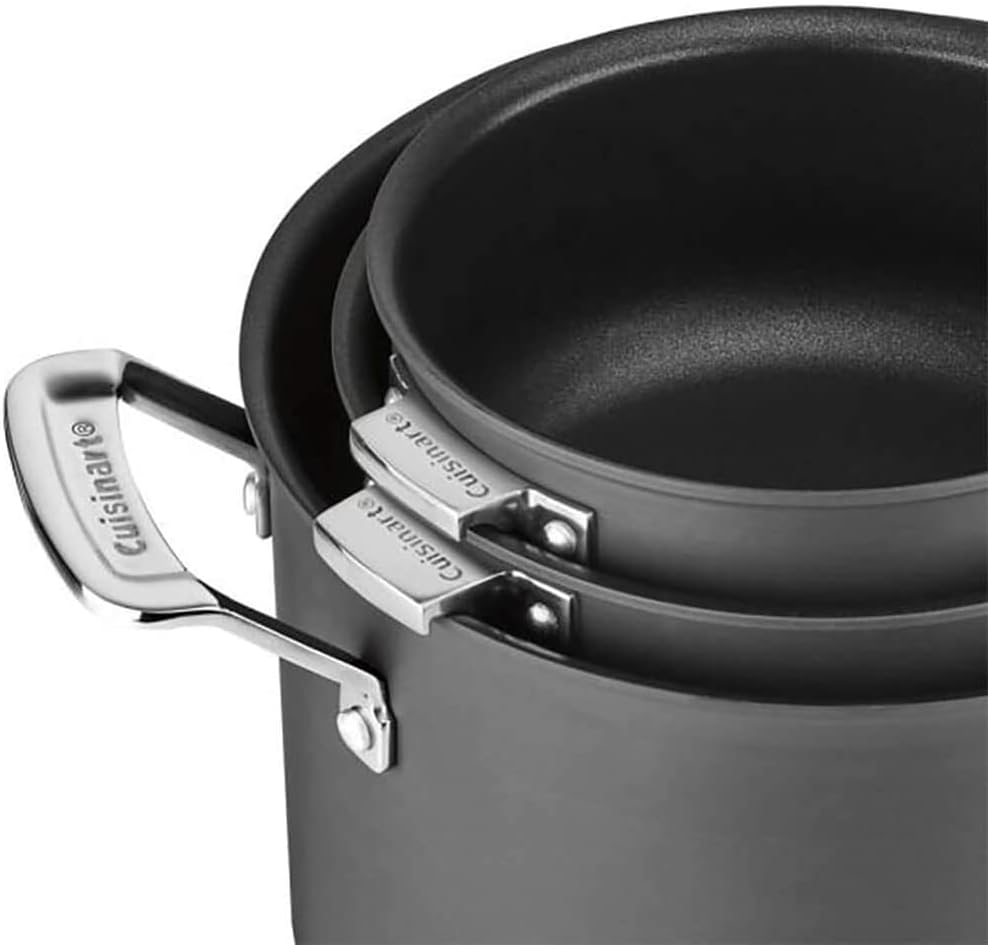 CUISINART N61-11 Nonstick Hard-Anodized Nesting Cookware Set, 11 Piece, Black image number 2
