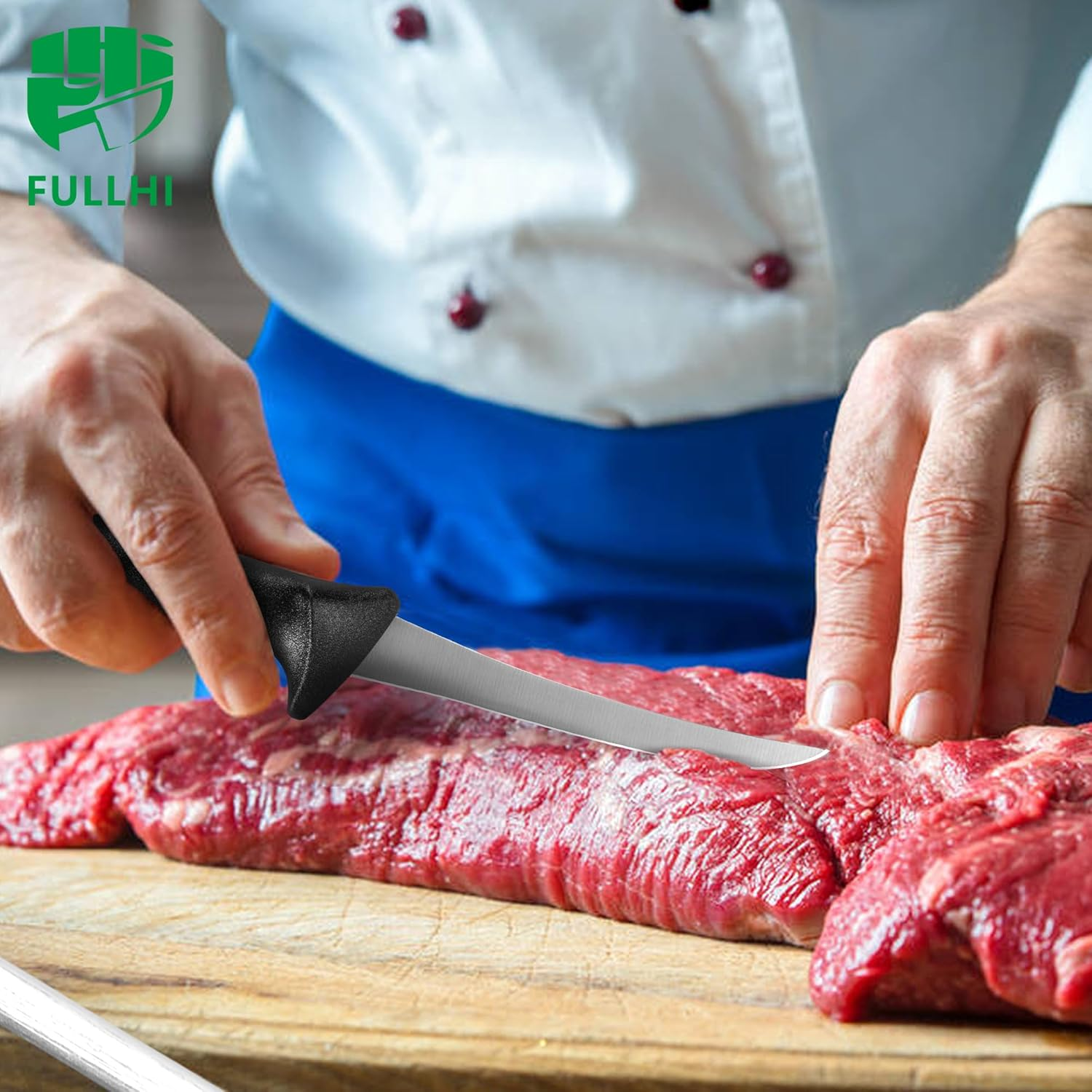 FULLHI 11PCS Butcher Knife Set, Non-Slip Butcher Boning Knife German Stainless Steel Chef Knife Set,Meat Processing Set for Home Kitchen,Slaughterhouse and Restaurant image number 4