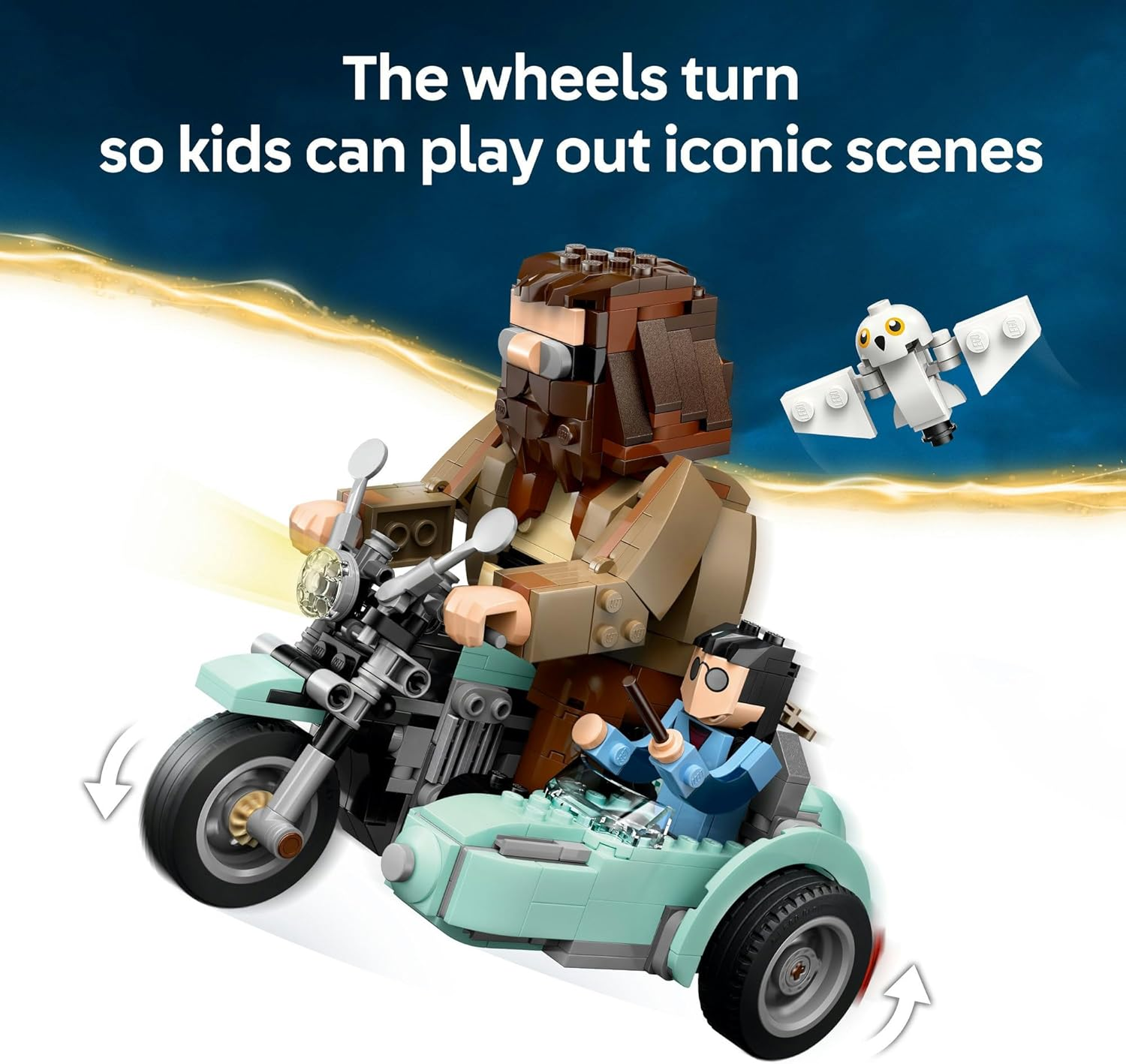 LEGO&reg; Harry Potter&trade; Hagrid&trade; & Harry&rsquo;S Motorcycle Ride Toy for 9+ Year Old Boys, Girls & Adults, Deathly Hallows Building Set with Motorbike & Hedwig Owl Figure, Wizarding World Collectible 76443 image number 5