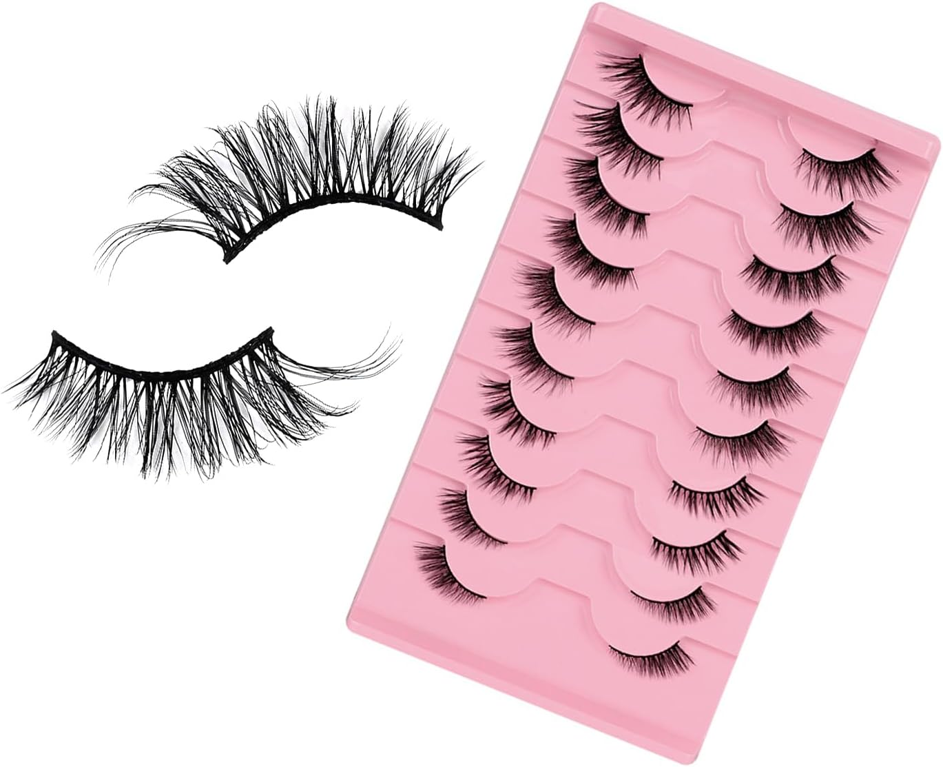EKIND Half Eye False Eyelashes - 3D Volume Slant for Stage Makeup,Daily Wear, Perform, Fluffy Extensions Lash Faux Cils Strip (10-Pairs Hybrid Set) image number 4