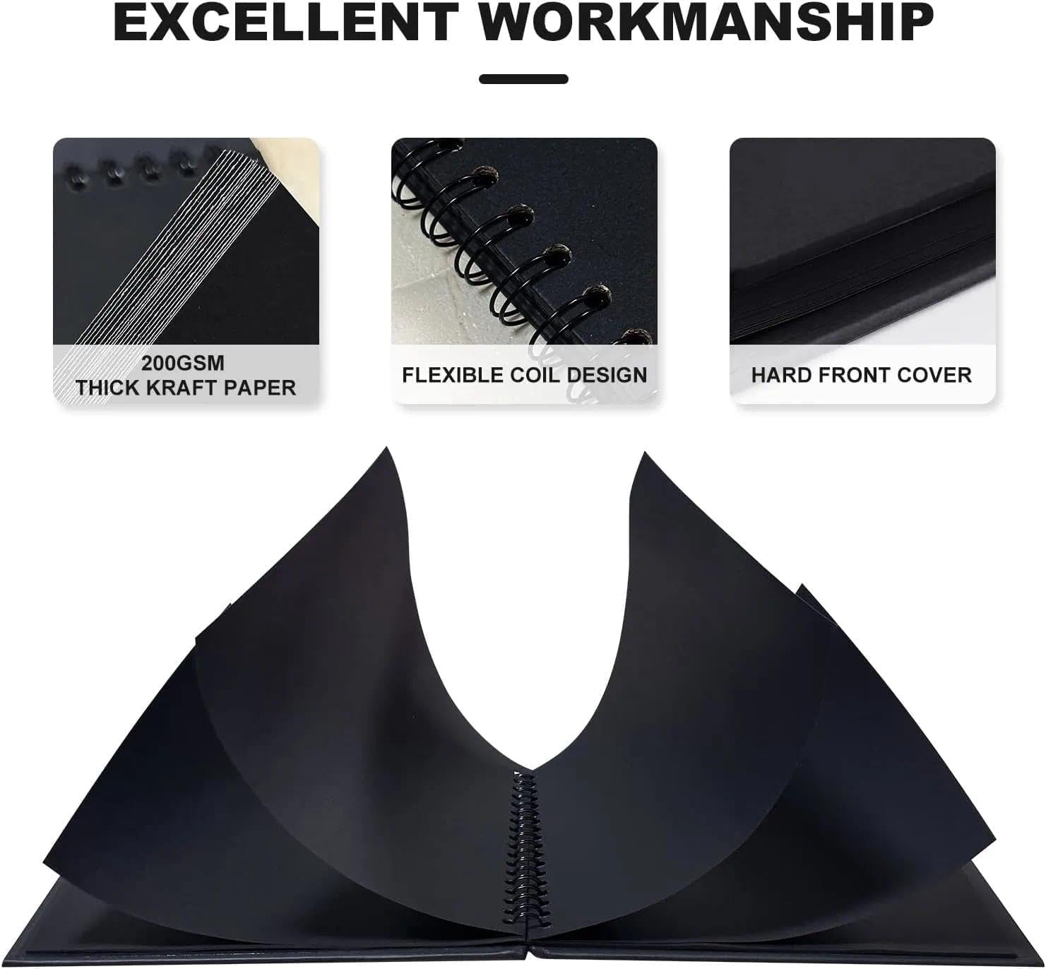 Scrapbook Album, DIY Scrapbook, 8X8 Inch, Spiral Binding, Baby Memory Book, Wedding Scrapbook, Family Photo Album - Customizable, Kraft Paper Pages - Photo Album with Writing Space, Leralsta