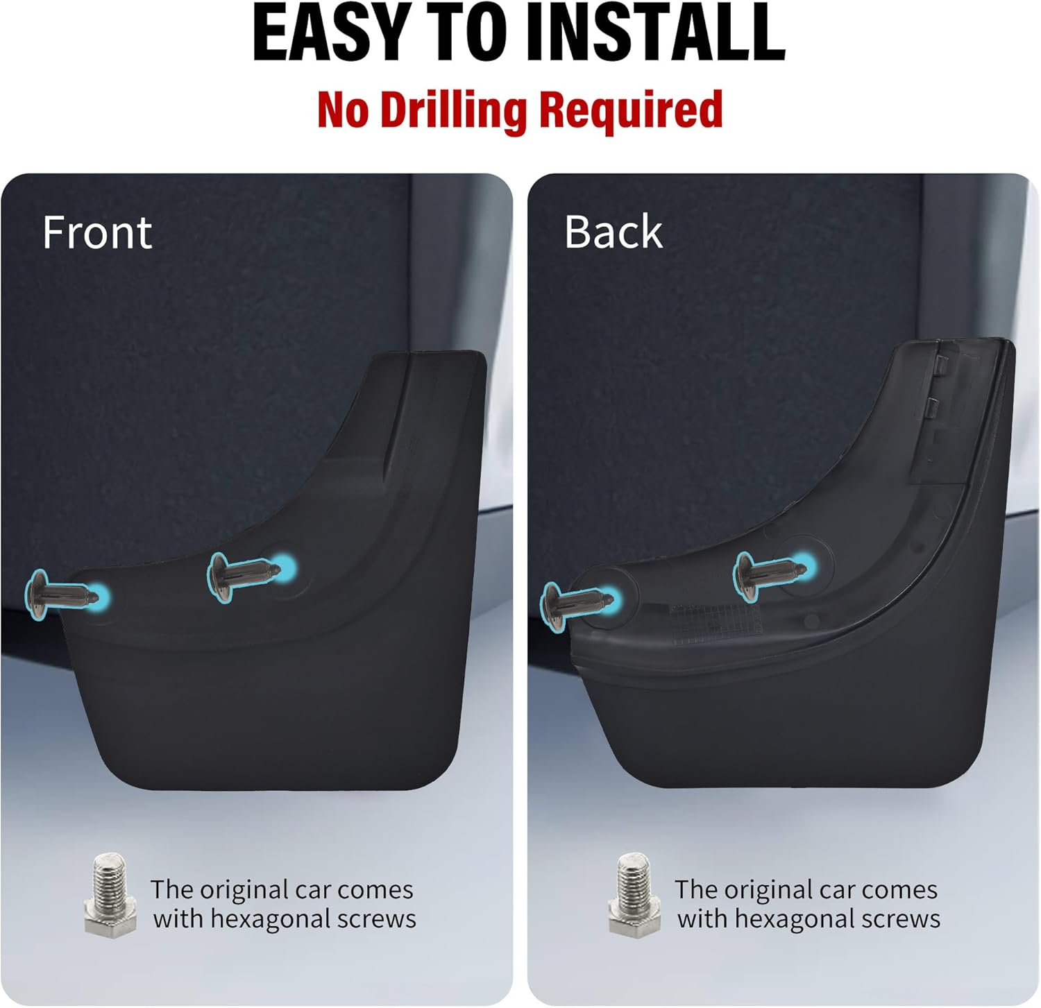 LPZAKVE Mud Flaps for Tesla Model Y Juniper 2026 2025 Exterior Accessories, No Drilling Required [Installation Tools Included], Vehicle Tire Protector Flexible TPE Mudflaps Matte Black (Set of 4) image number 5