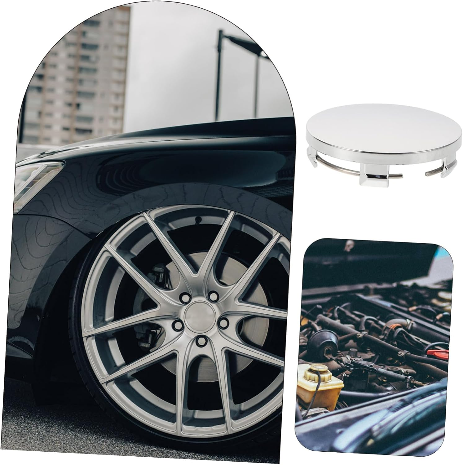 TINEASUR 4Pcs 60Mm Car Wheel Center Caps Hub Caps Vehicle Wheel Hub Cover Replacement Installation Accessories for Automotive Modification image number 2