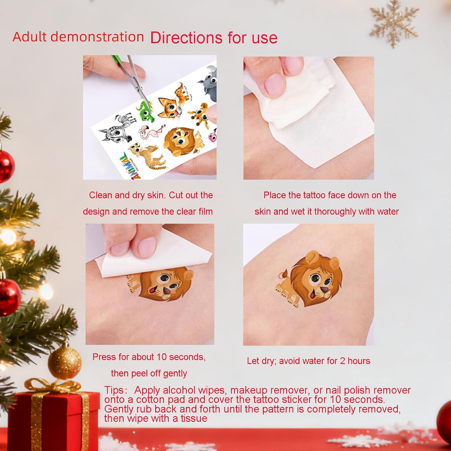 Luminous Christmas Temporary Tattoos 10 Sheets, 120 Pcs Glow in the Dark Xmas Body Stickers, Waterproof Holiday Decorative Tattoos, Party Decoration Accessories image number 5