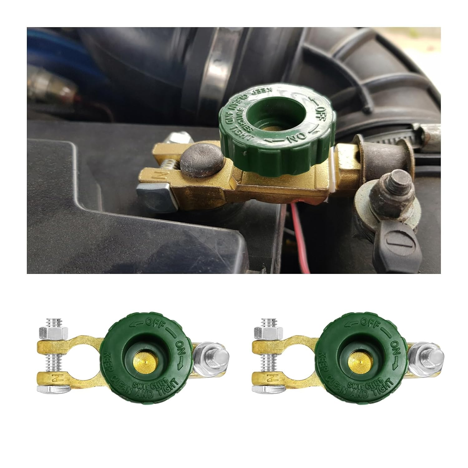 2 PCS Top Post Battery Quick Disconnect Switch, Auto Battery Master Switch Isolator for Power Disconnect Cut Off, Vehicle Terminal Kill Switch for 12V 24V Car Boat Truck RV image number 1