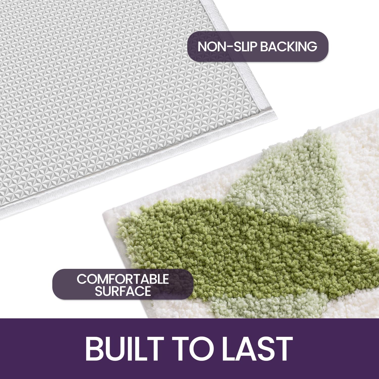 DEXI Leaf Bath Mat Green Bathroom Rug, Microfiber Soft Plant Bathmat, Non Slip Absorbent Washable Quick Dry Mats for Shower, 50 X 80CM image number 6