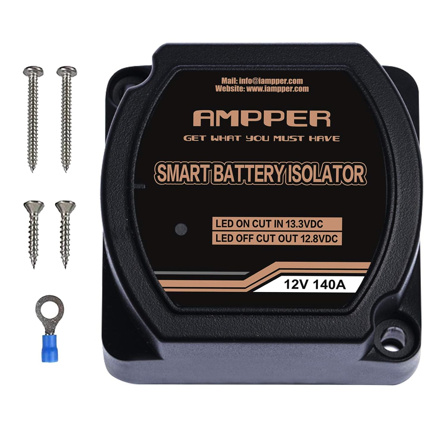 Ampper 12V 140Amp Dual Battery Isolator, Voltage Sensitive Relay (VSR) Smart Battery Isolator for Car, Vehicle, RV, ATV, UTV and Boat image number 1
