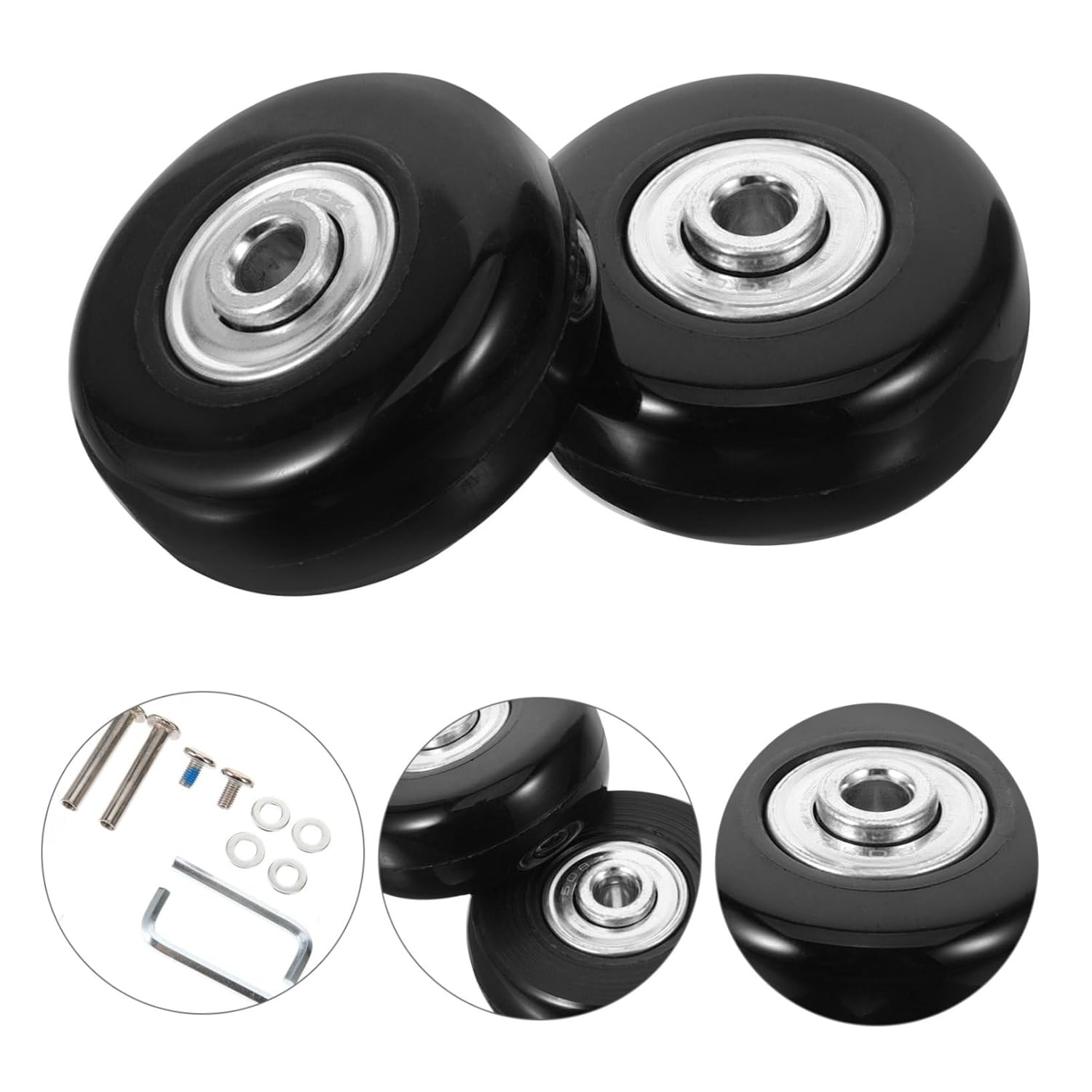 SOESFOUFU 2Pcs Small Replacement Luggage Wheels for Suitcases with Rubber Swivel Casters 45X18Mm Repair Kit for Travel Suitcase Bearings Accessories image number 6