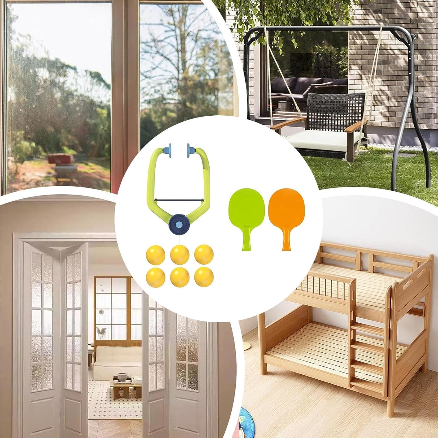 ZZUJIACUN Adjustable Door Table Tennis Game on the Door, Door Clogging Flat, Hanging Table Tennis Coach Set, Indoor Hanging Table Tennis Portable Racquet and Ball Exercisers