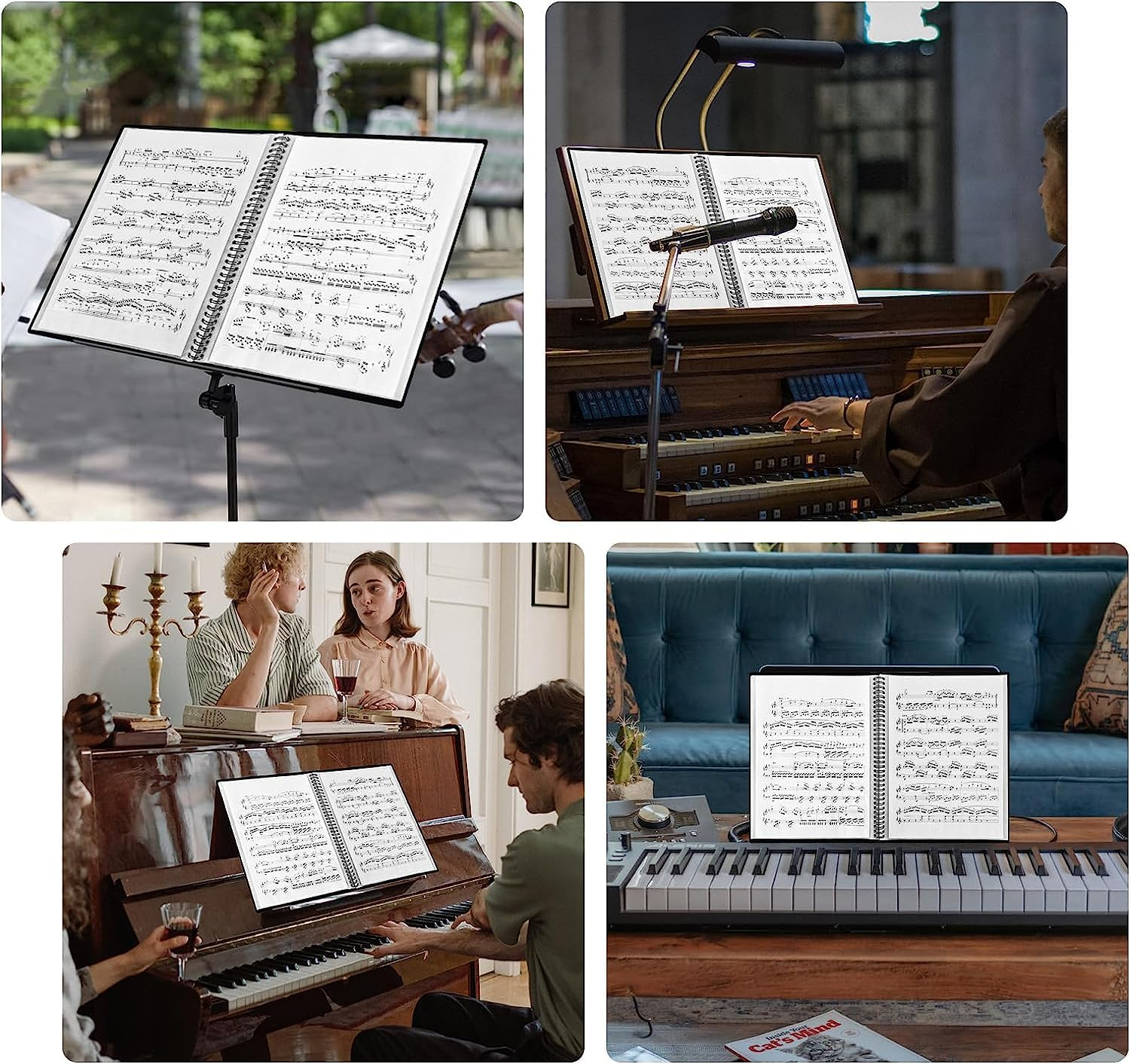 60 Pocket Presentation Book with Clear Sheet Protectors, A4 Portfolio Folder Binder Display 120 Pages Bound Thickened Sheet Protectors Binder for Children Artwork Sheet Music Diamond Paintings, Black image number 2