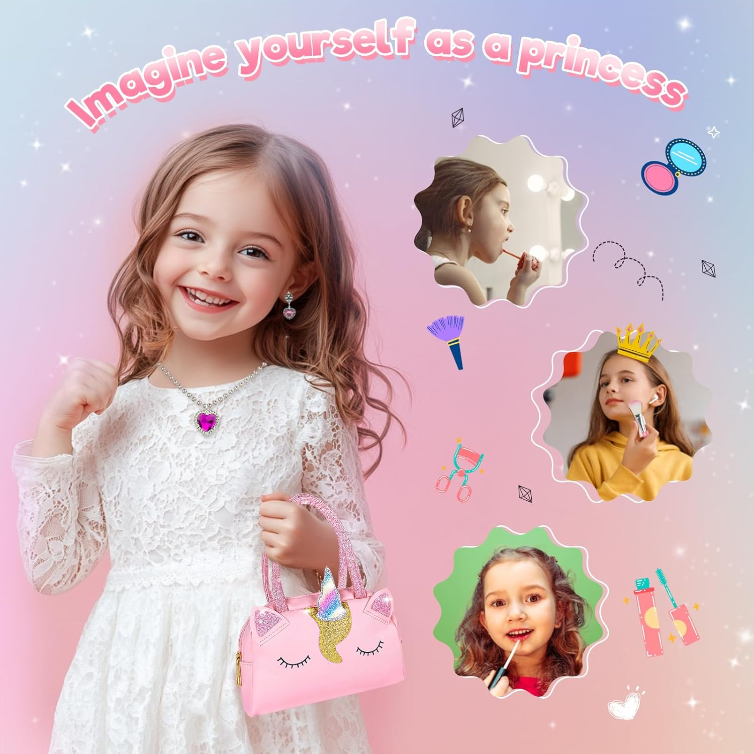 Kids Makeup Kit for Girls, Washable Makeup Kit Toys, with Cute Unicorn Bag, Real Make up Set for Kid Little Toddlers Princess Christmas Birthday Gifts Age 6 7 8 9 10 11 12 image number 6