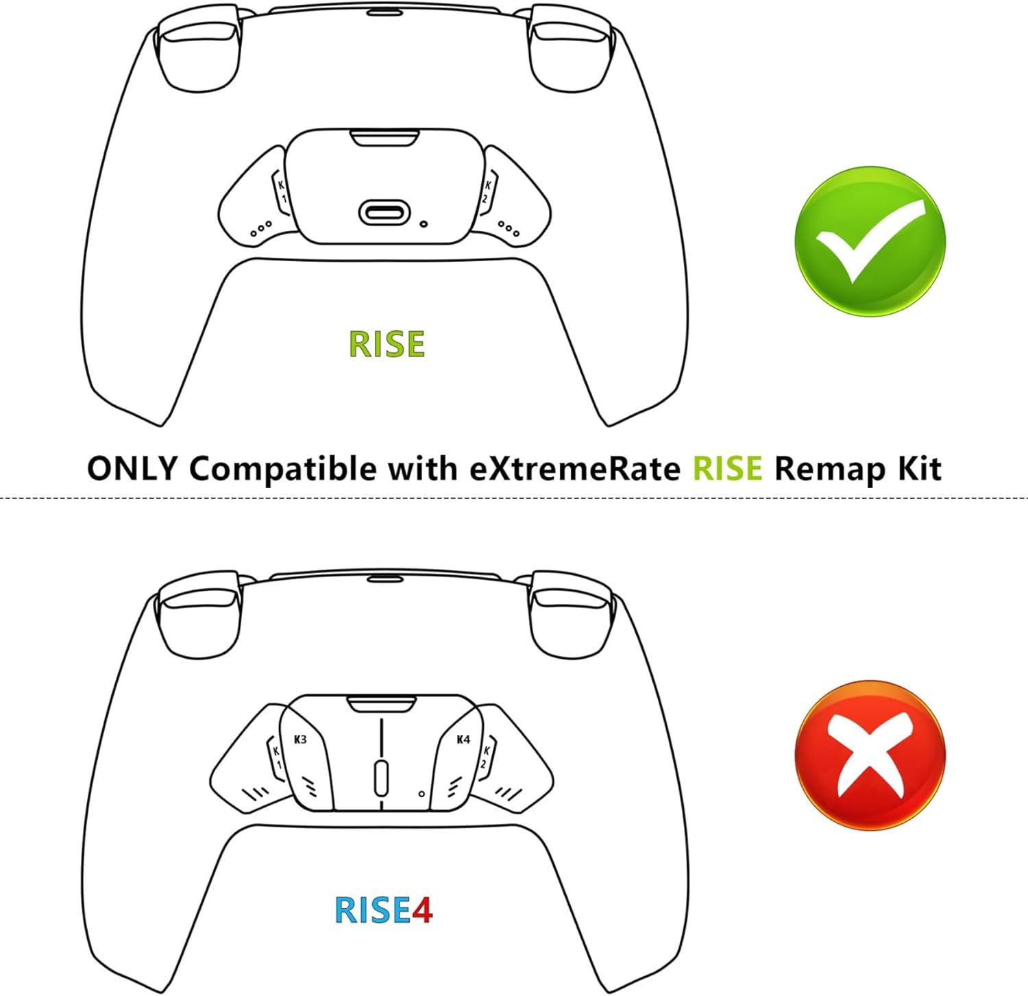 Silver Real Metal Buttons (RMB) Version K1 K2 Buttons Housing & Remap PCB Board for PS5 Controller Extremerate Rise Remap Kit &ndash; NOT Included the Controller, Flex Cables and Other Rise Accessories - Real Metal Black image number 7