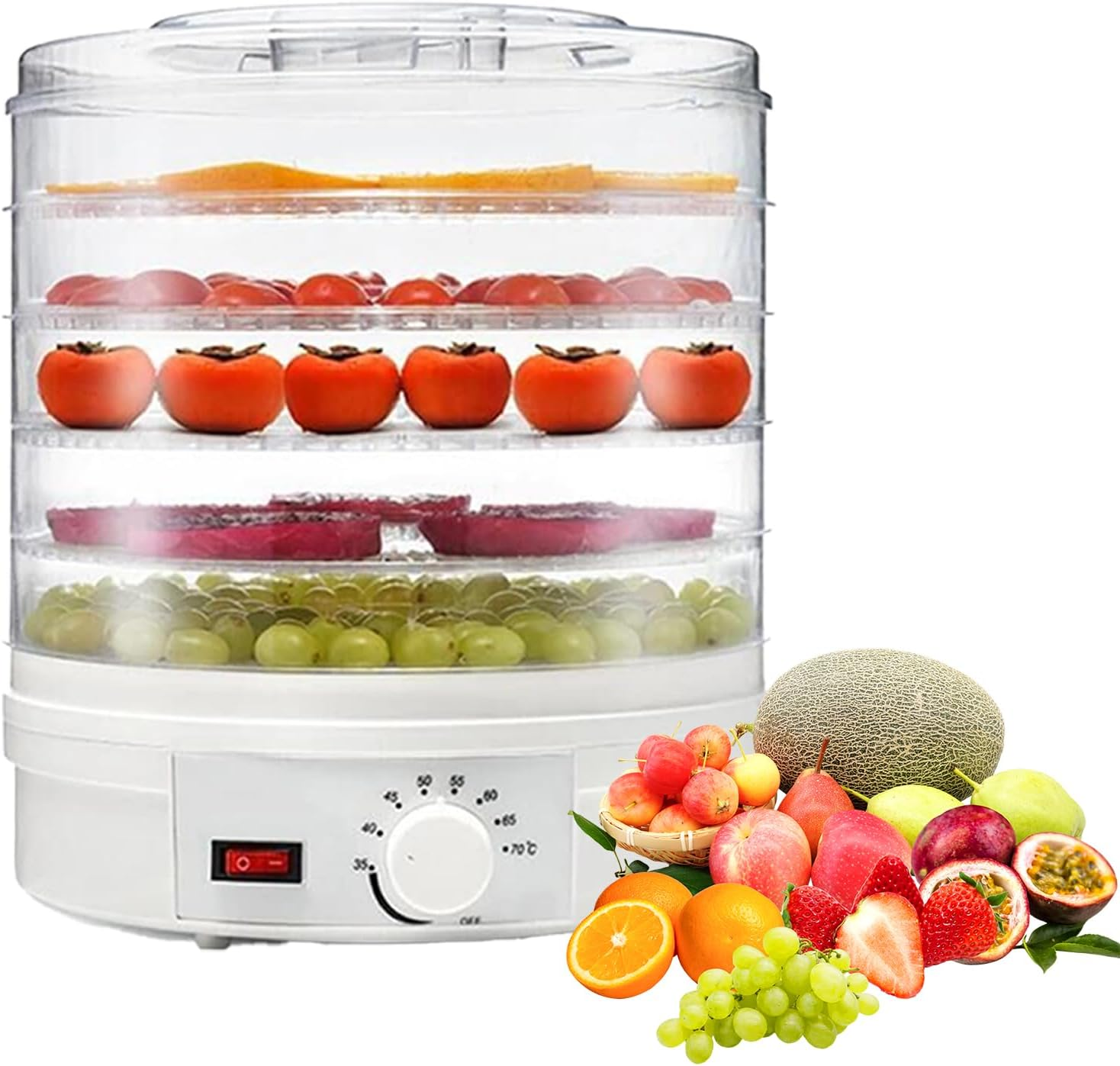 PORIYA Electric Food Dehydrators,5 Trays 350W,Dehydrator Fruit Dryer,Home Small Kitchen Appliances,Adjustable Temperature Control image number 6