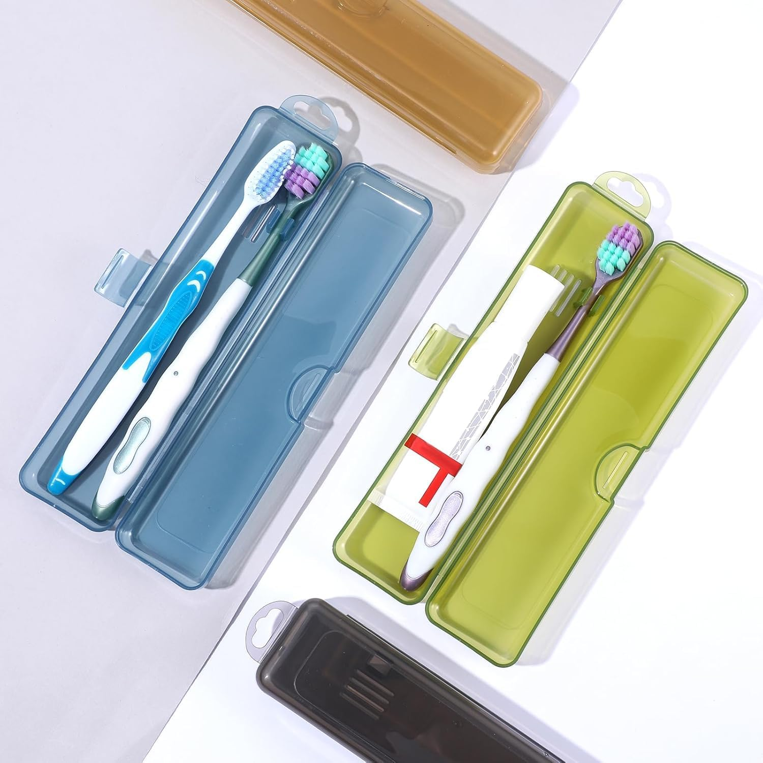 Portable Clear Travel Toothbrush Case, 4Pcs Plastic Transparent Toothbrush Carrying Boxes, Plastic Travel Size Toothbrush Holder for Traveling image number 1