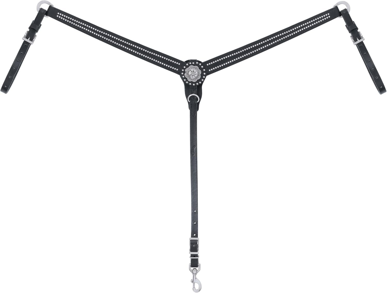 Weaver Leather Back in Black Tapered Ring-In-Center Breast Collar, Black