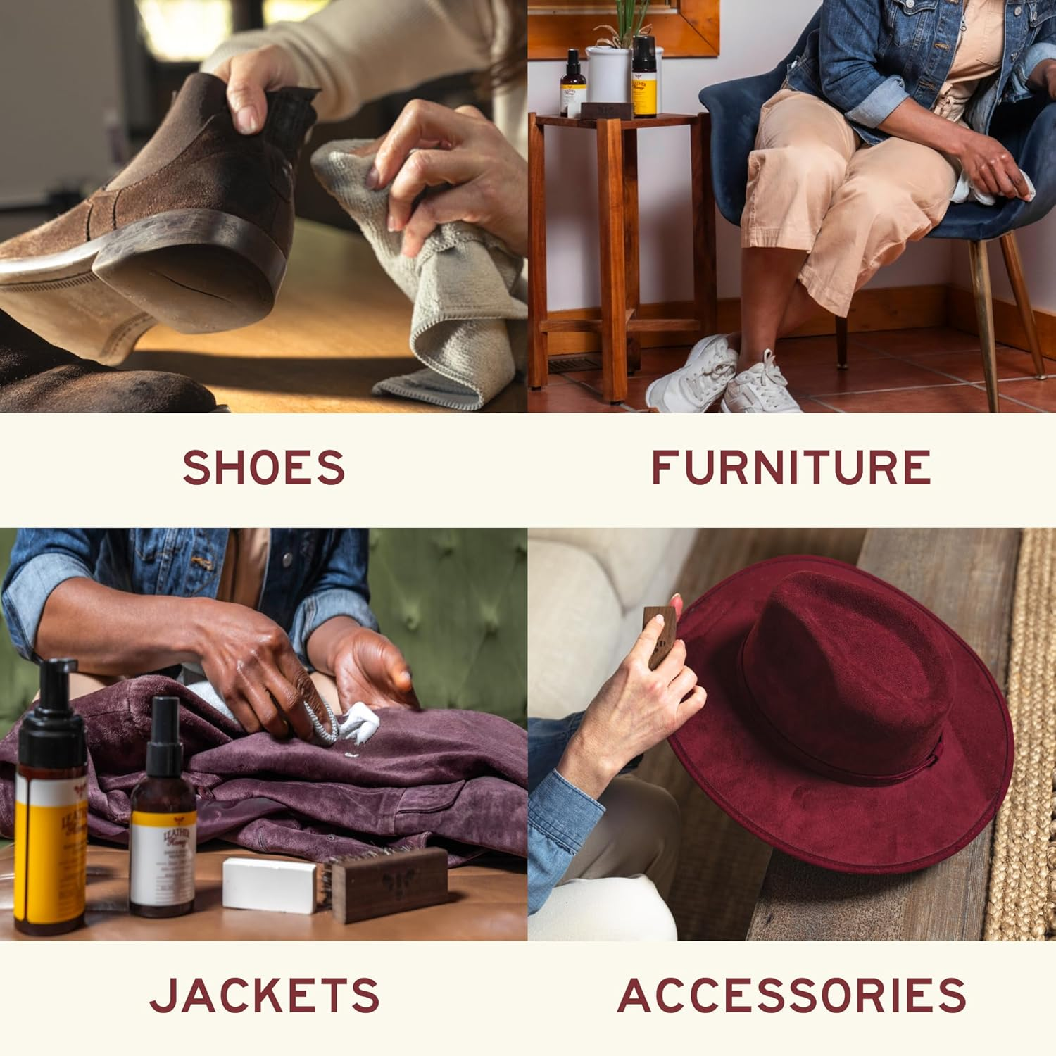Leather Honey Suede & Nubuck Care Kit: Cleaner, Protector, Suede Brush & Eraser: Clean, Protect & Restore Shoes, Boots, Uggs, Furniture, Jackets, Bags and Apparel. Safe for Any Color image number 3