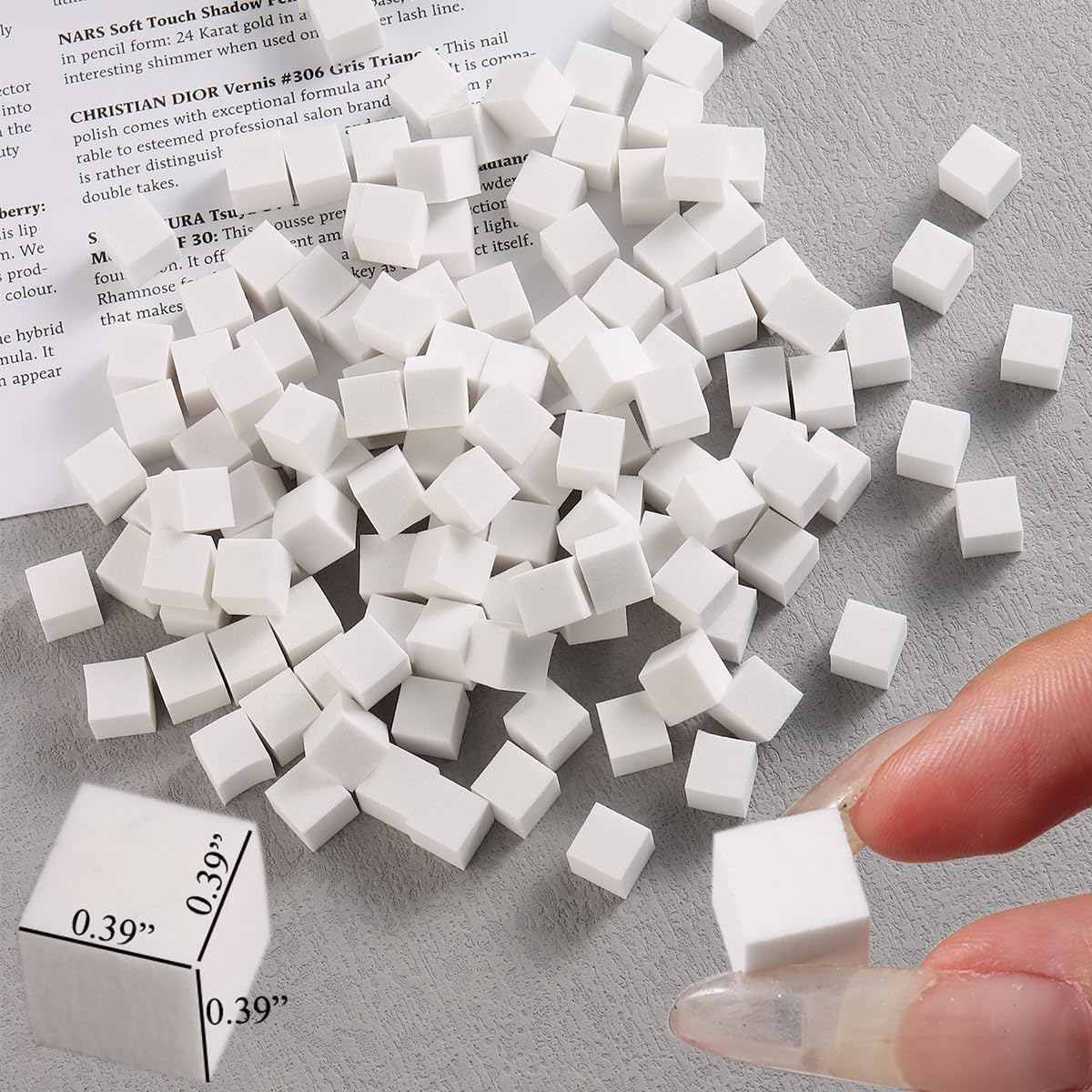 50PCS White Cube Shape Sponge Manicure Accessory with Sponge Grabber,Soft Sponges for Ombre, Ombre Nail Brush for Nail Art Gradient Design image number 5