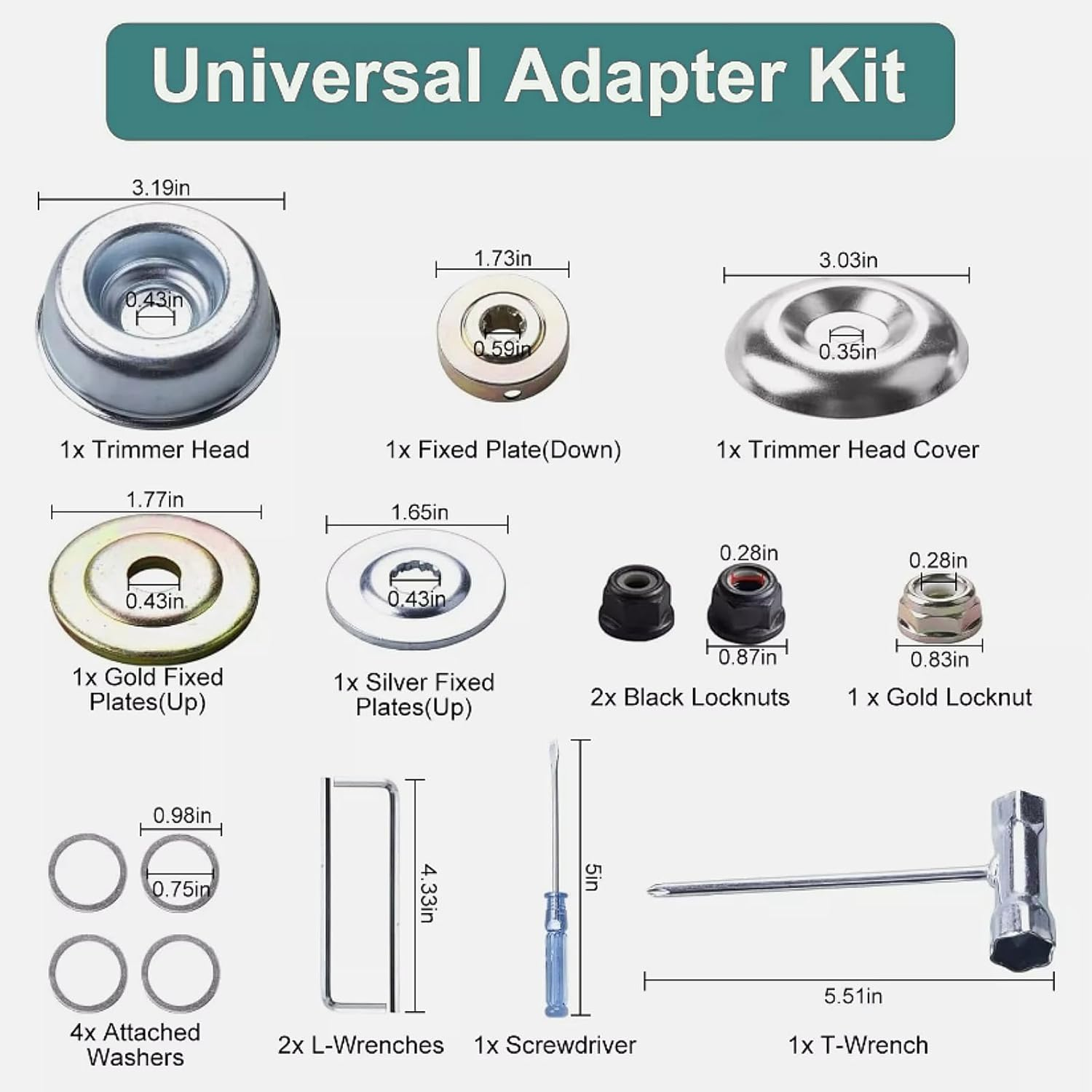 Brush Cutter Kit - 9" X 36T Carbide Tipped Blade, 9" X 20T Carbon Steel Chainsaw Tooth, 10" X 3T Carbon Blade, 6 Steel Razors Trimmer Head for Weed-Eater image number 3