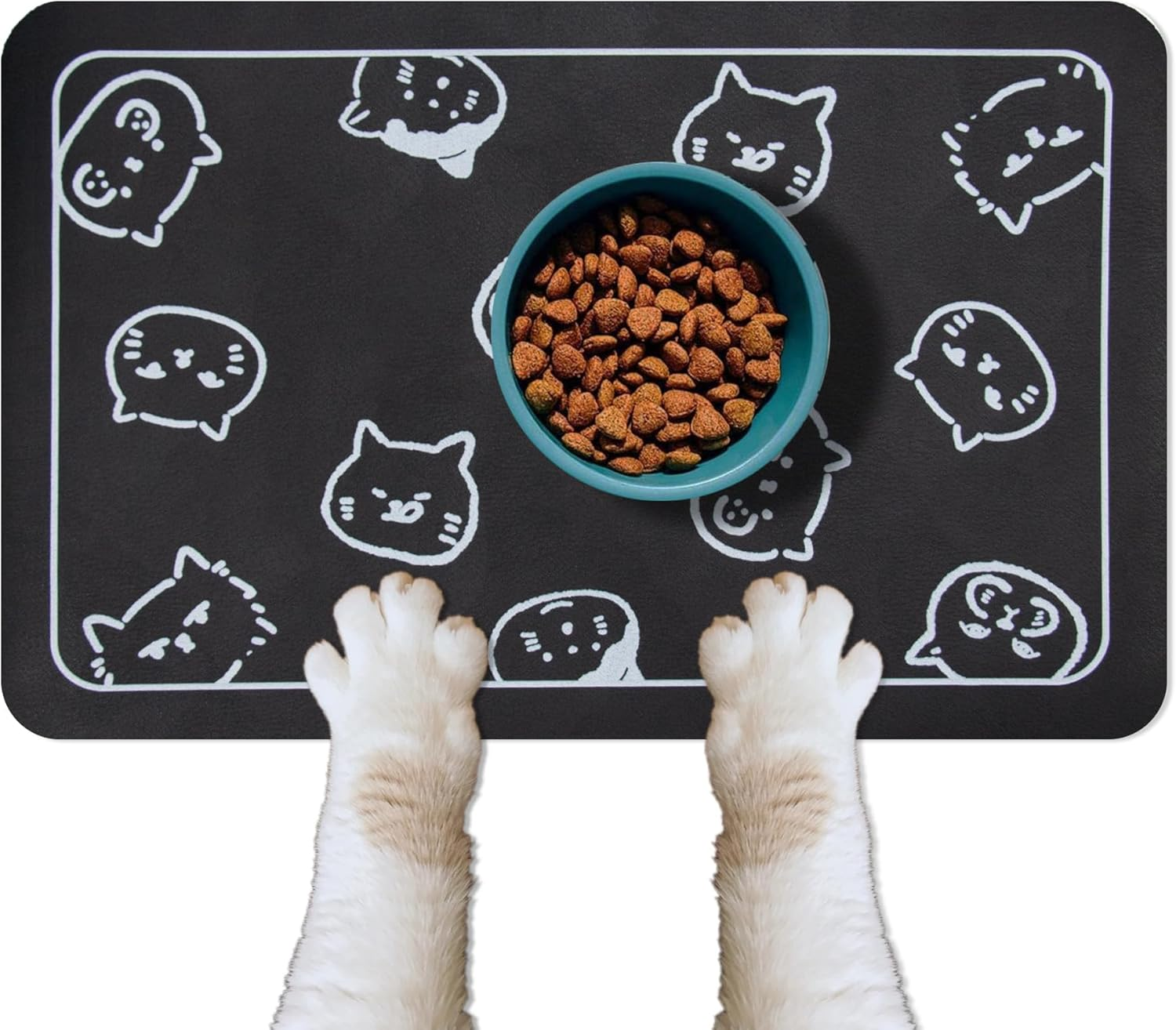 YCT Pet Cat Food Mats - Non-Slip Super Absorbent, 18.1 X 11.8 Inches, Dark Grey