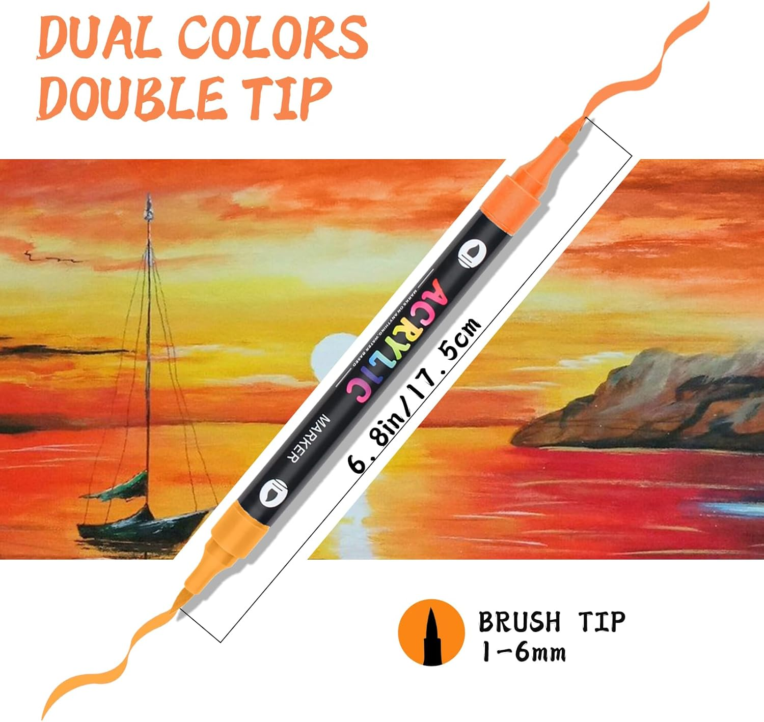 48 Colors Acrylic Paint Markers, 24 Pack Acrylic Paint Pens with Double Brush Tip for Kids and Adults, Acrylic Pens for Rocks, Eggs, Wood, Rock, Canvas, Plastic, Glass, Ceramic - 48 Colors image number 6