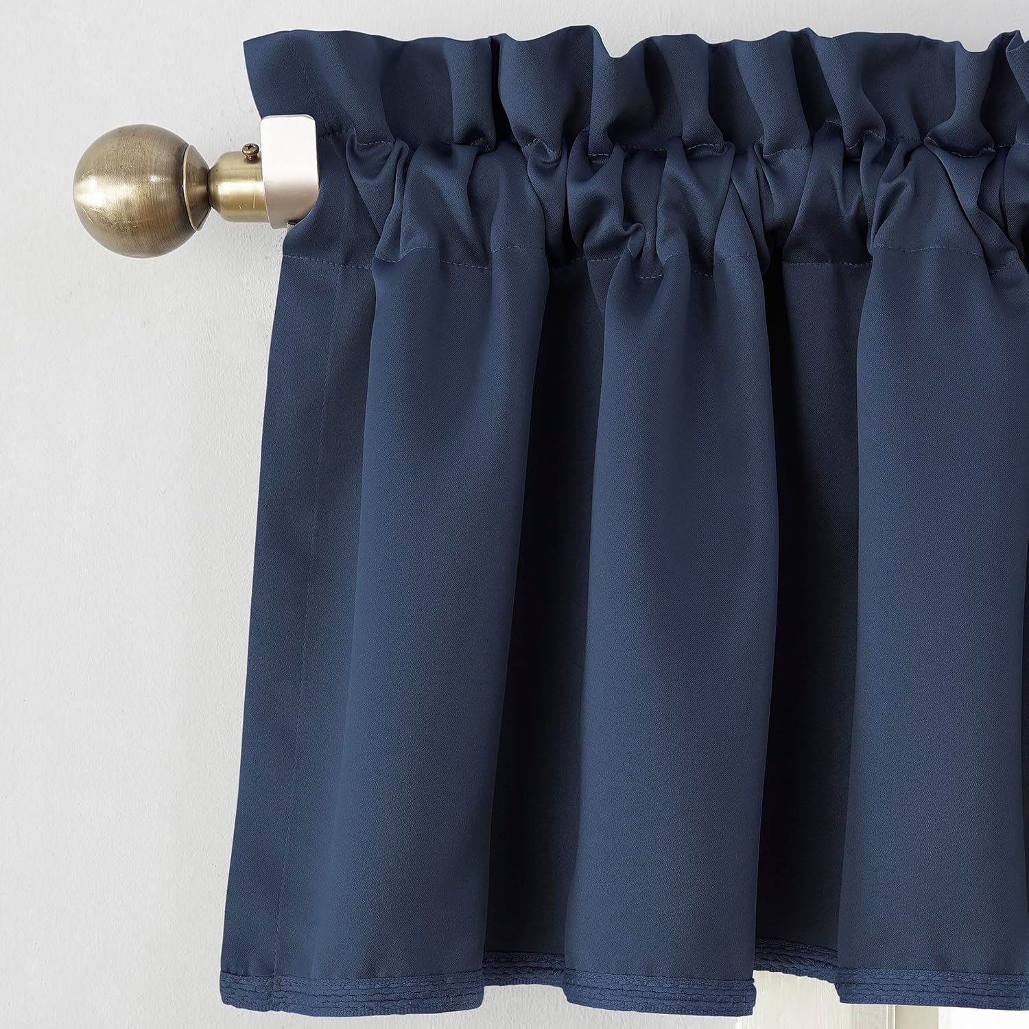 Sun Zero Barrow Solid Energy Efficient Rod Pocket Curtain Valance, 108" X 18", Navy image number 1