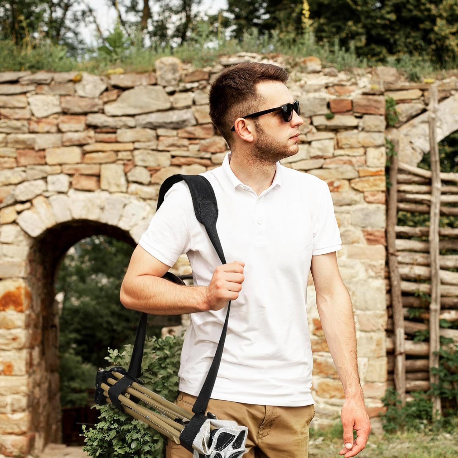 3Pcs Adjustable Carrying Straps with Cushioned Shoulder Pads for Camping Chairs Folding Bikes Yoga Mats Lightweight Beach Chair Carrier for Outdoor Hiking Picnic Backpacking image number 5