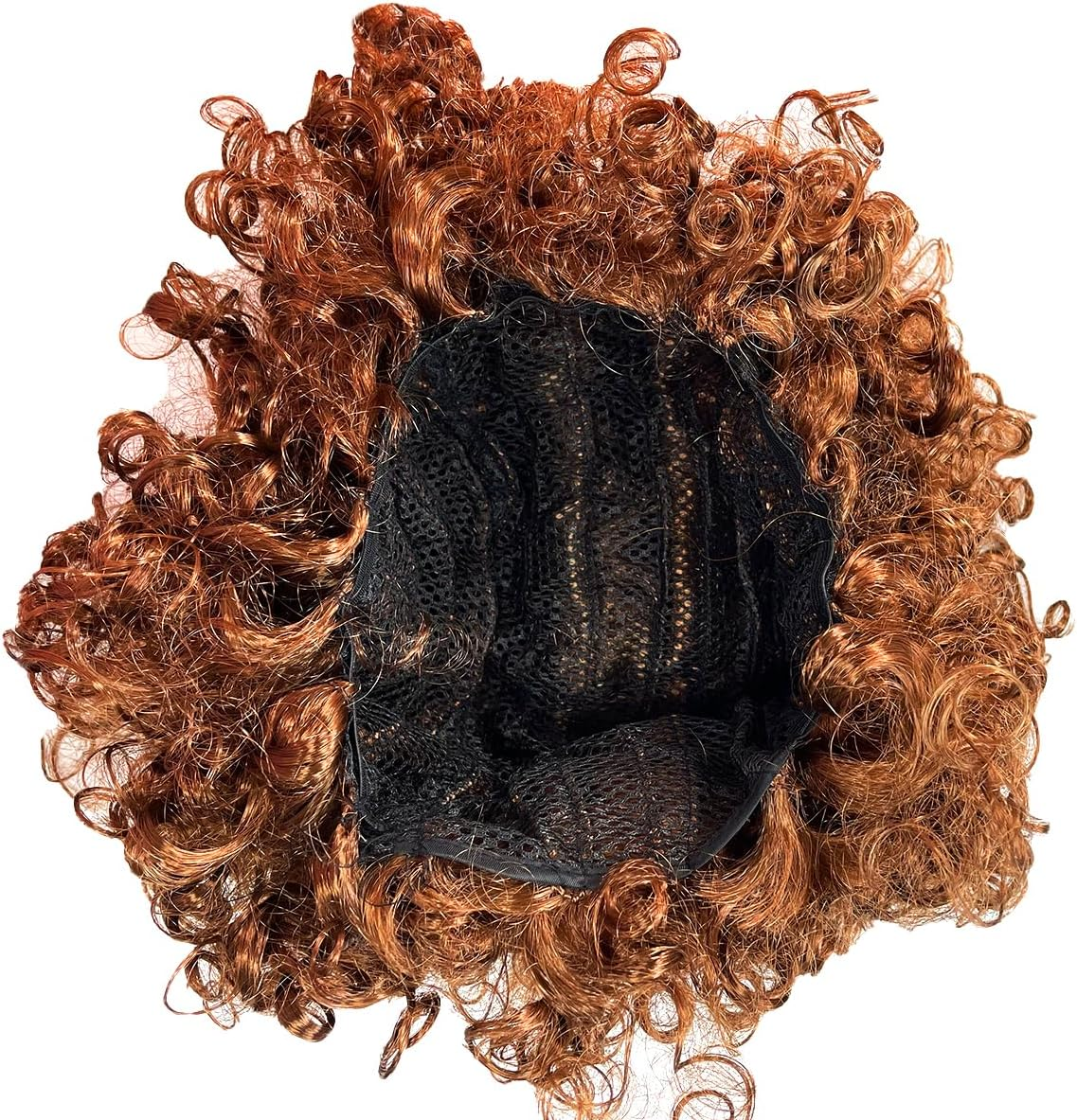 CENZICOM Women Men Fluffy Afro Short Curly Wig, for Cosplay Anime Party Christmas Halloween Fancy Funny Clown Wigs Synthetic Hair (Brown) - Orange image number 3