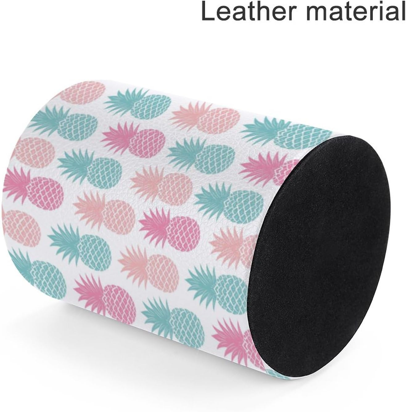 Quteprint round Pencil Holder for Desk, Colorful Summer Pineapple Pen Holder Desktop Pencil Pen Cups Pen Organizer Makeup Organizer Storage Box for Home Office Teacher, Leather