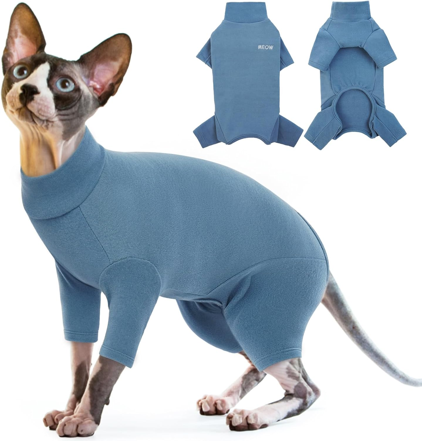 Cat Onesie, Cat Recovery Suit Kitten Clothes Extra Small Kitten Recovery Suit(Dark Green, XS)