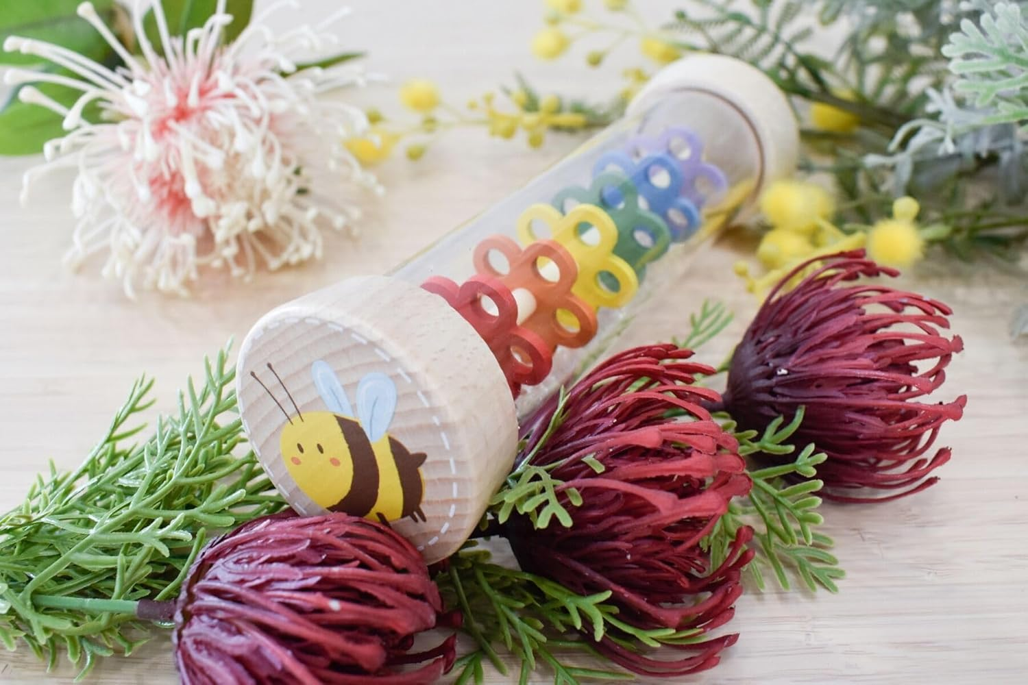 Kaper Kidz - Wooden BEE Rainmaker Rattle | Gentle Sounds for Toddlers and Babies image number 3